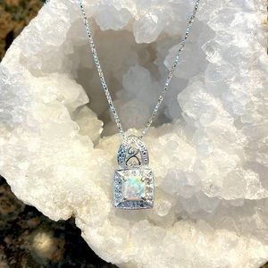 Sterling Silver Created Opal Pendant. Retail 144.00 NWT
